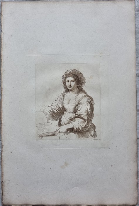 Francesco Bartolozzi (1727-1815)  - Giovanni Francesco Barbieri,  il Guercino (1591-1666) - Volume I tavola 38 "Woman with a Book"