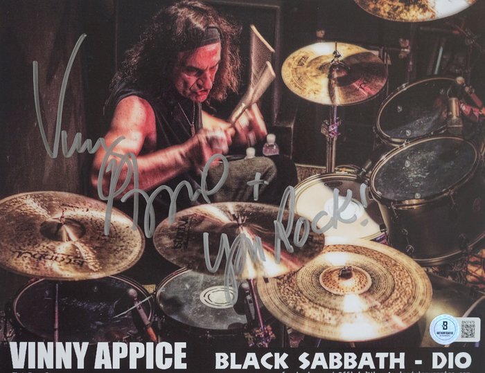 Black Sabbath, Vinny Appice - Autograf, foto med Beckett COA