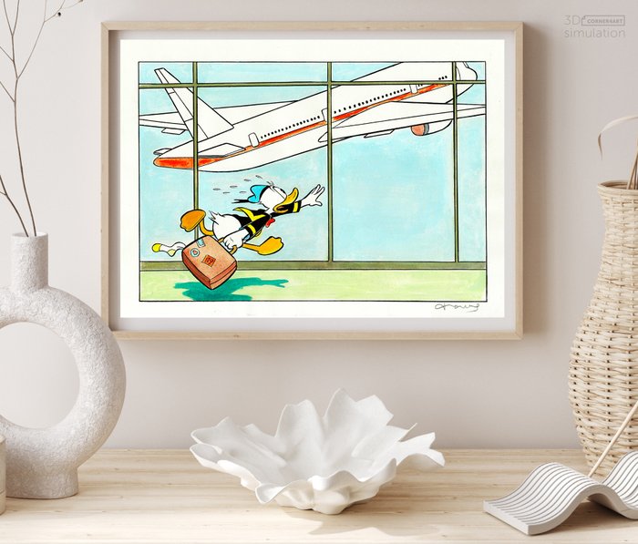 Tony Fernandez - Donald Duck Missed his Flight! - Original Painting