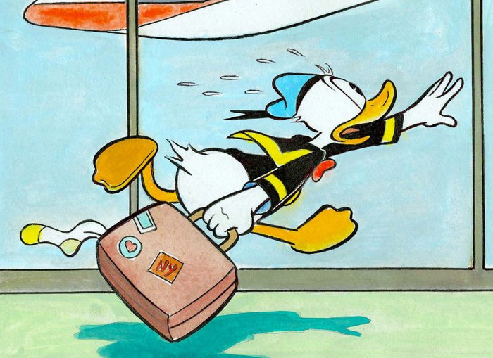 Tony Fernandez - Donald Duck Missed his Flight! - Original Painting