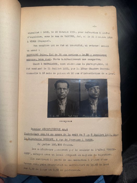 Dokument - Mallet - Cambriolages. Manières d'opérer de plusieurs bandes de malfaiteurs professionnels. 62 tirages - 1936