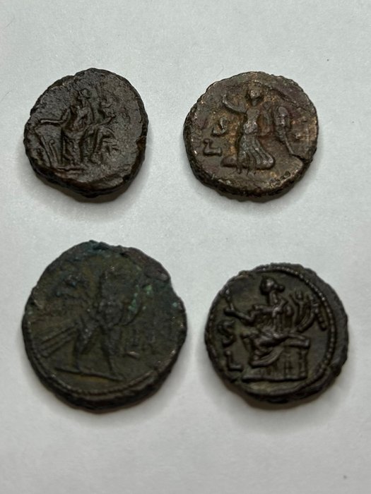 Romarriket. Various Rulers, incl Diocletianus, Maximus, Gallienus and Probus. Lot of 4 Coins Various dates and mints  (Ingen mindstepris)