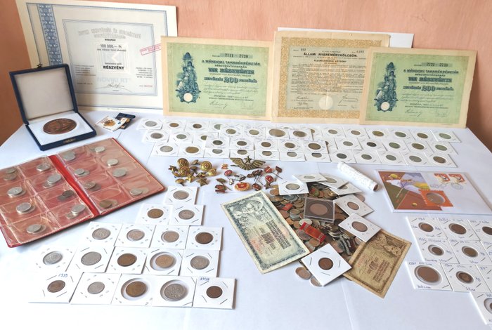 Østeuropa. A Very Large Collection of ± 1000 mainly Eastern European Coins, Stocks, Banknotes, Militaria, etc.,  (Ingen mindstepris)