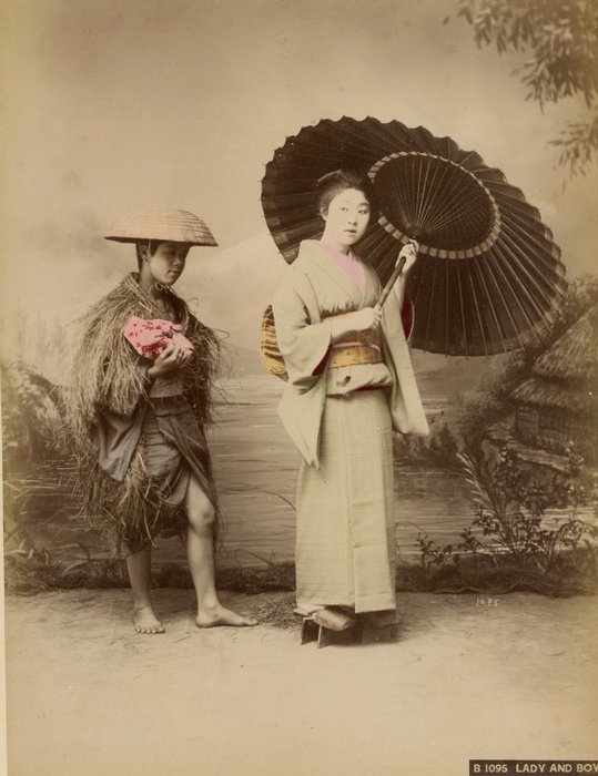 Kusakabe Kimbei, Farsari et divers Yokohama School - "Lady and Boy"