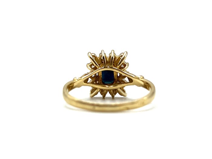 Ingen mindstepris - Ring - 18 kraat Gulguld -  075ct tw Safir - Diamant