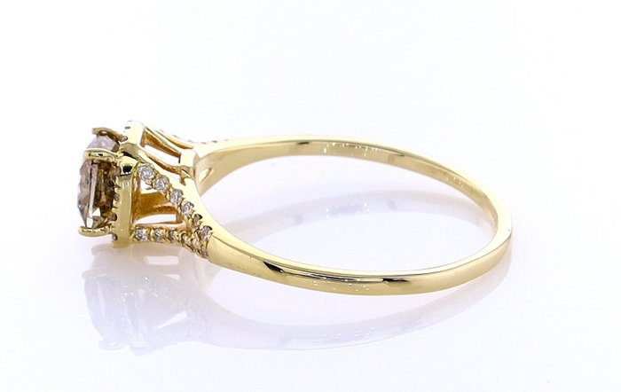 Ring - 14 karat Hvidguld -  1.10ct. tw. Diamant (Naturfarvet) - Diamant