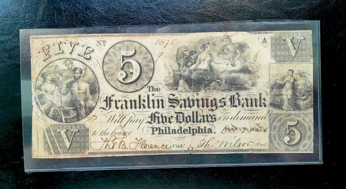 Förenta staterna - 5 Dollars - 1838 - Obsolete Currency - Franklin Savings Bank  (Ingen mindstepris)