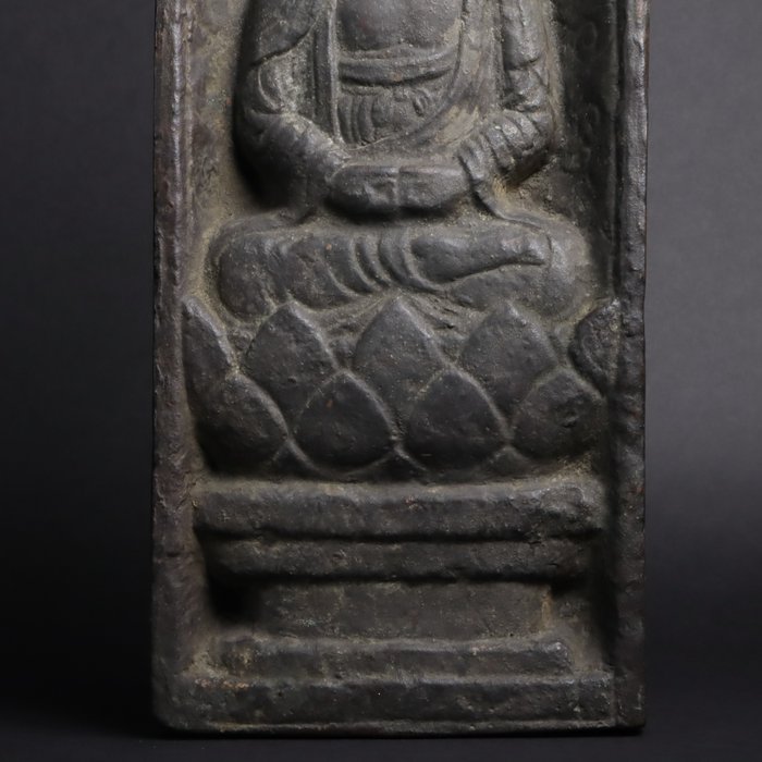 Amitabha Buddha 阿弥陀如来 Plaque - Statue Metal - Japan