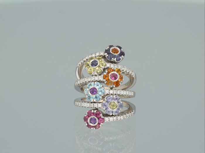 Pasquale Bruni - Ring - Figlia Dei Fiori - 18 kraat Hvidguld Diamant (Natur)  - Ametyst