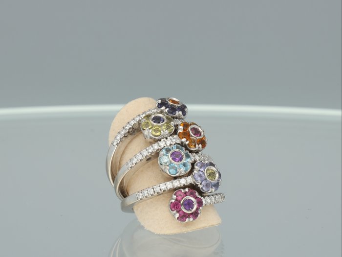 Pasquale Bruni - Ring - Figlia Dei Fiori - 18 kraat Hvidguld Diamant (Natur)  - Ametyst