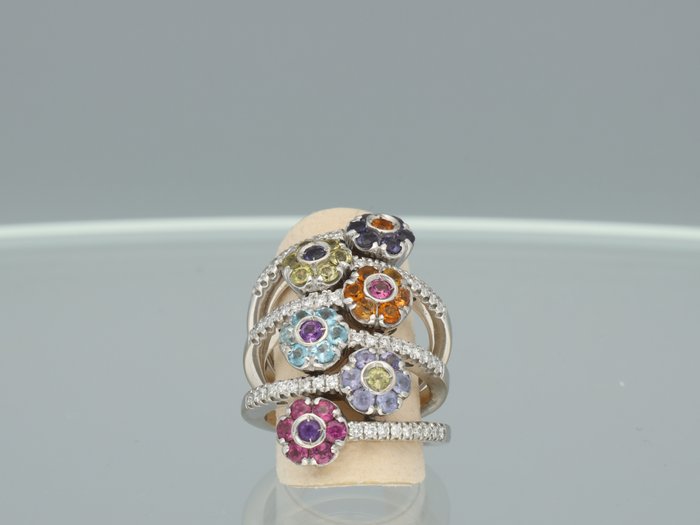 Pasquale Bruni - Ring - Figlia Dei Fiori - 18 kraat Hvidguld Diamant (Natur)  - Ametyst