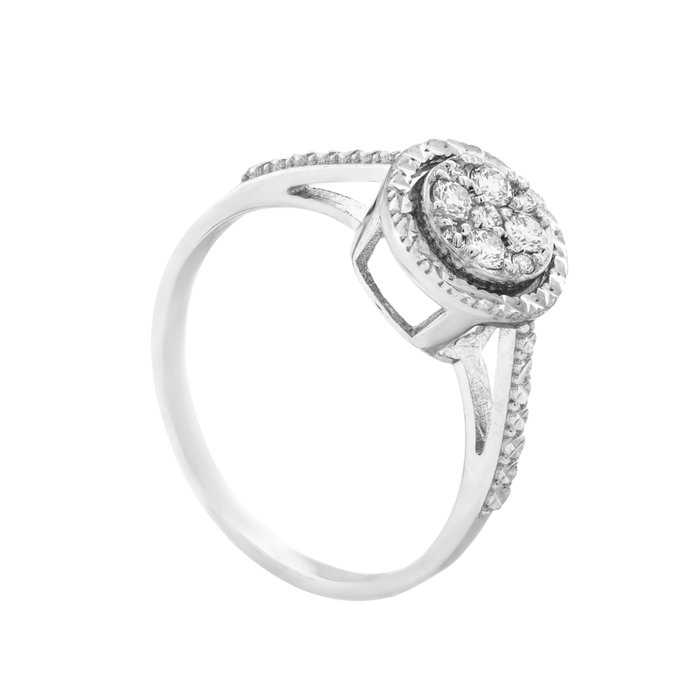 Ingen mindstepris - Ring - 14 karat Hvidguld -  0.18ct. tw. Diamant (Natur)