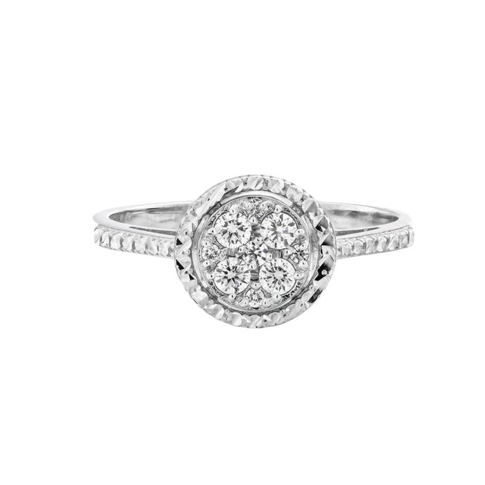 Ingen mindstepris - Ring - 14 karat Hvidguld -  0.18ct. tw. Diamant (Natur)