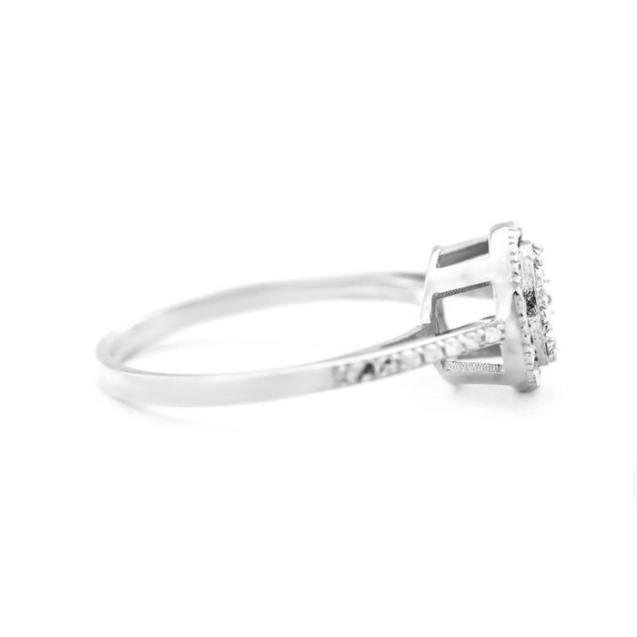 Ingen mindstepris - Ring - 14 karat Hvidguld -  0.18ct. tw. Diamant (Natur)