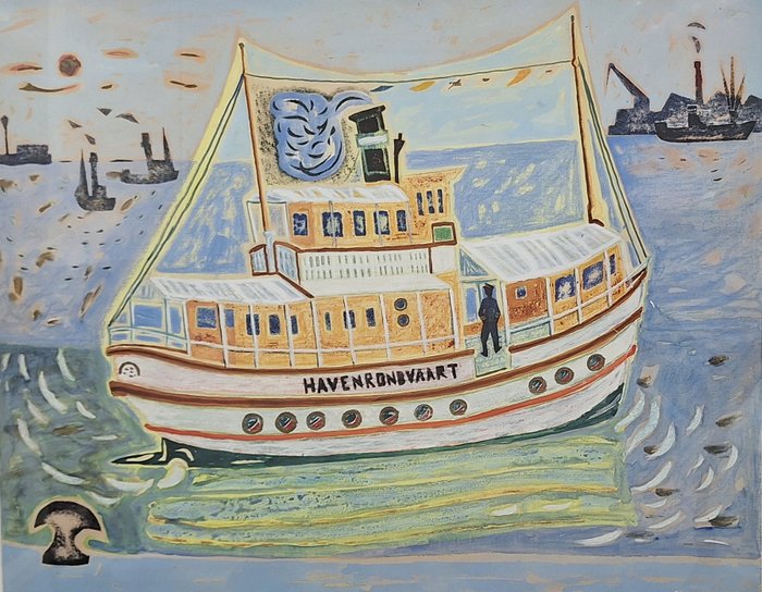 Charles Jean Kemper (1913-1986) - Rondvaartboot in de Rotterdamse haven