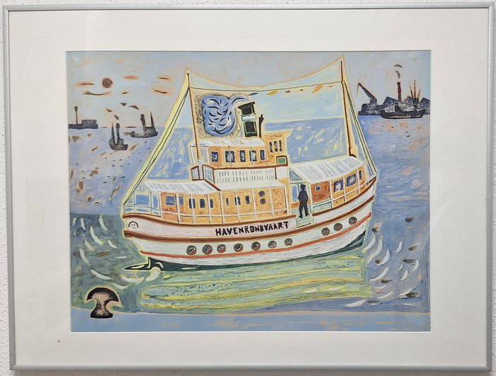 Charles Jean Kemper (1913-1986) - Rondvaartboot in de Rotterdamse haven