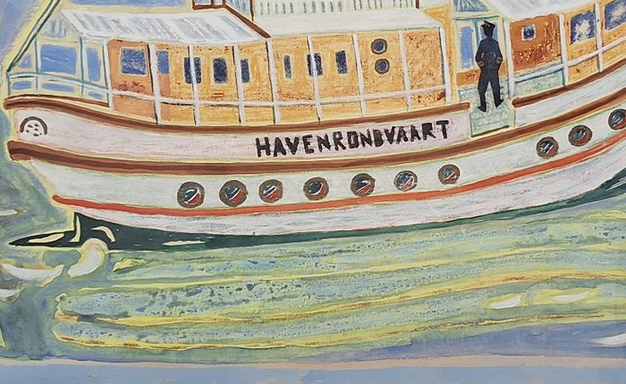 Charles Jean Kemper (1913-1986) - Rondvaartboot in de Rotterdamse haven