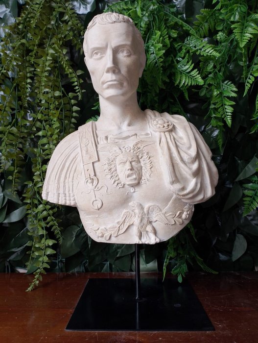 Skulptur, Busto di Giulio Cesare - 47 cm - marmorstøv