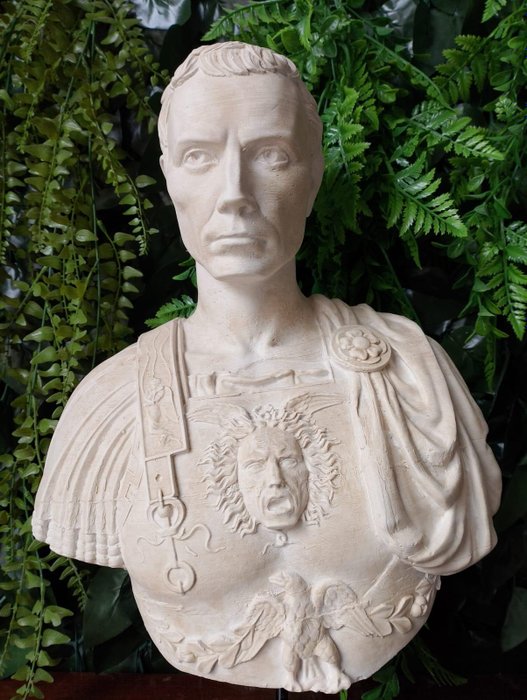 Skulptur, Busto di Giulio Cesare - 47 cm - marmorstøv