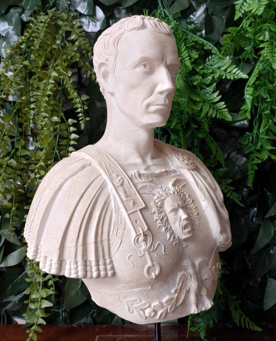 Skulptur, Busto di Giulio Cesare - 47 cm - marmorstøv