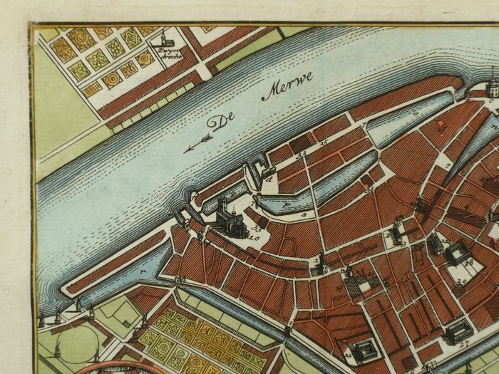 Holland - Dordrecht; Hendrik de Leth - Plan de la Ville de Dordrecht - 1740