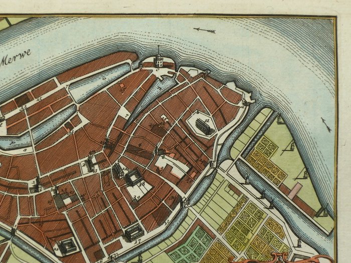 Holland - Dordrecht; Hendrik de Leth - Plan de la Ville de Dordrecht - 1740