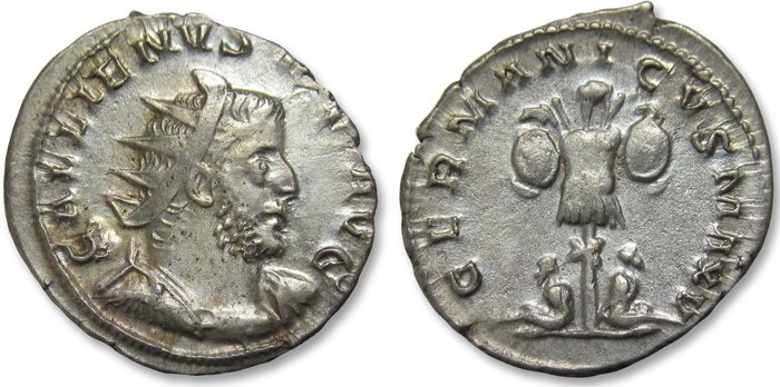 Romarriket. Gallienus (AD 253-268). Antoninianus Lugdunum (Lyon) mint 257-259 A.D. - GERMANICVS MAX V -