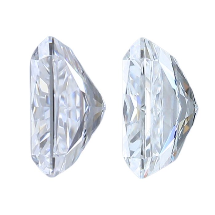 2 pcs Diamant  (Natur)  - 1.00 ct - Radiant - D (farveløs), F - VVS2 - Gemological Institute of America (GIA)