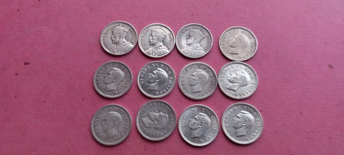 New Zealand. A Collection of 12x 3 Pences 1933-1946  (Ingen mindstepris)