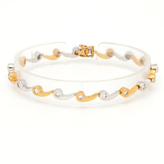 Armbånd - 18 kraat Gulguld, Hvidguld Diamant (Natur)