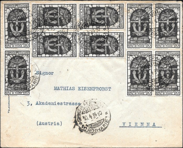 Italien Kongerige 1934 - TI ÅR ANNEKTION AF FLOD - SASSONE 350 353 355 A60 A62