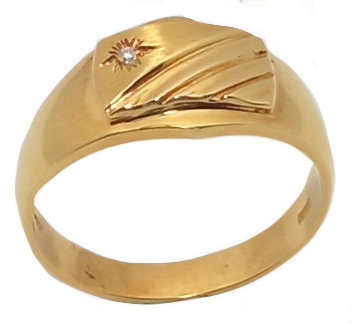 Ring - 18 kraat Gulguld Diamant (Farvebehandlet)  - Lavet i Italien - Valenza