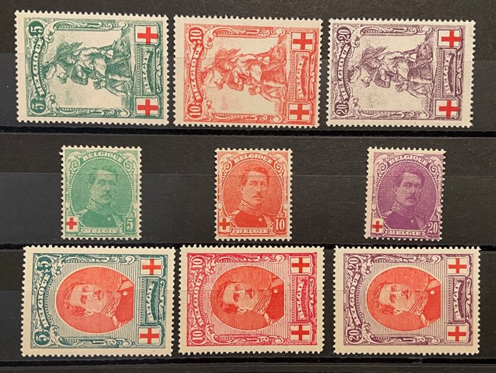 Belgien 1914/1915 - Merode  Albert I Røde Kors - komplet serie - POSTFRIS - OBP / COB 126/134