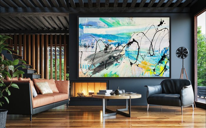 Cristine Balarine - Marshmallows for Breakfast - XXL original abstract painting on raw canvas