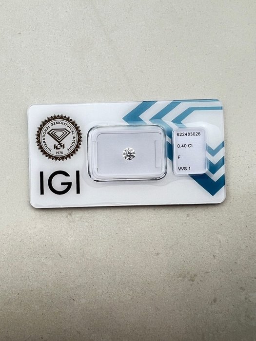 1 pcs Diamant  (Natur)  - 040 ct - Rund - F - VVS1 - International Gemological Institute (IGI)