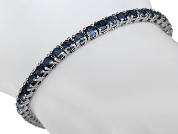 Ingen mindstepris - Armbånd - 14 karat Hvidguld -  8.86ct. tw. Safir - IGI