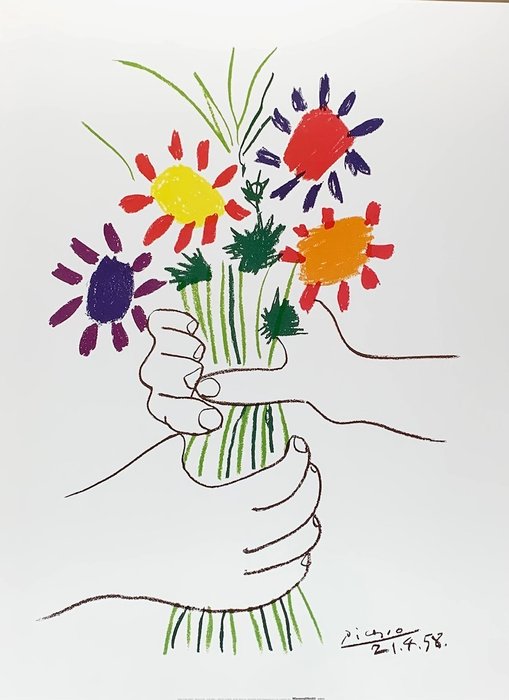 Pablo Picasso (1881-1973) (after) - Bouquet, 1958 - Offsetlithograph Artprint - 80 x 60 cm