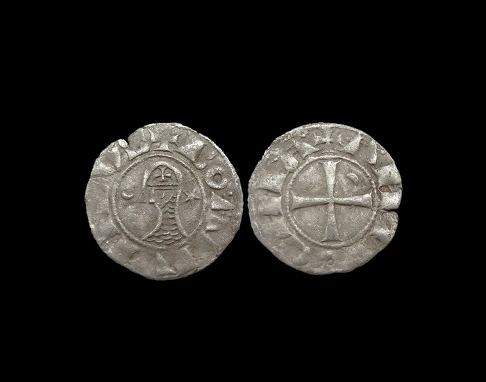 Korsfarere Bohemond III (AD 1163-1201) Silver Denier 12th Century  (Ingen mindstepris)