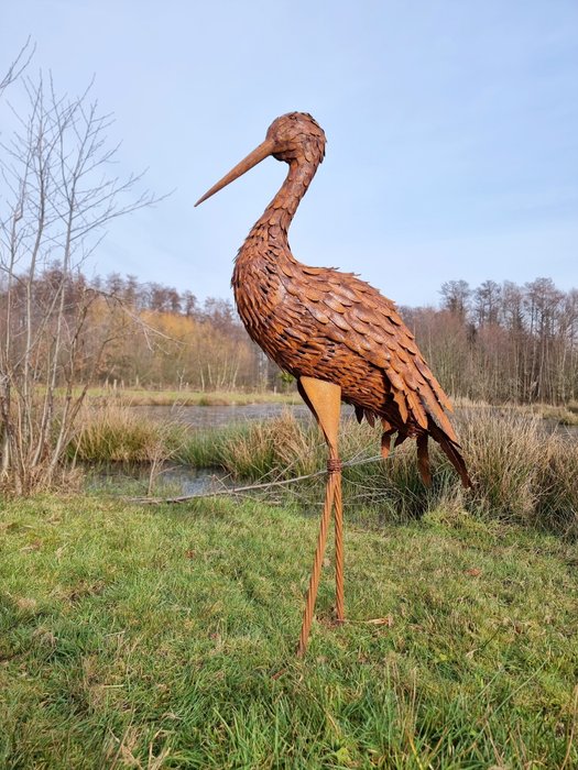 Skulptur, Staande reiger - 110 cm - metal