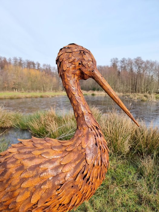 Skulptur, Staande reiger - 110 cm - metal