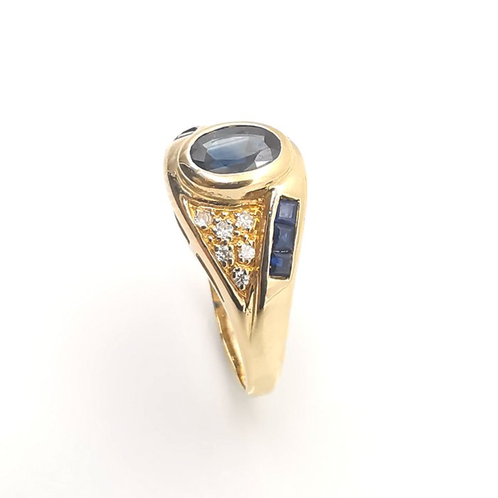 Ring - 18 kraat Gulguld -  1.68ct. tw. Safir - Diamant