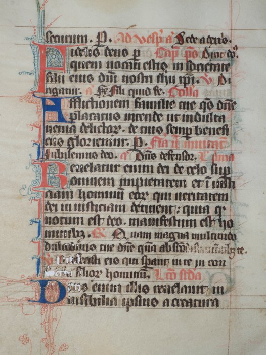 Manuscript - Original leaf from a latin breviary ca. 14th century - 1350