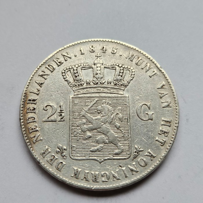 Holland. Willem II. 2 1/2 Gulden 1845  (Ingen mindstepris)