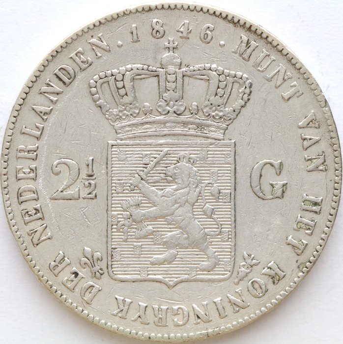 Holland. Willem II (1840-1849). 2½ Gulden 1846 - Lelie  (Ingen mindstepris)