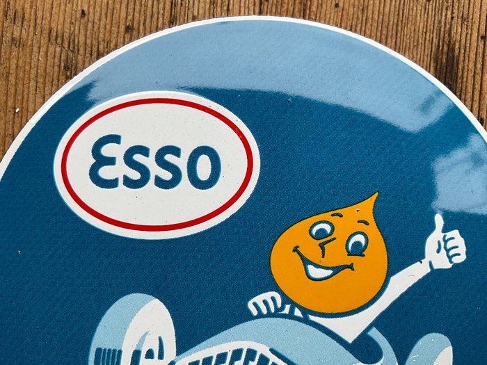 ESSO Happy Motoring ! Vintage Werbeschilder - Emaljeplade - Emalje