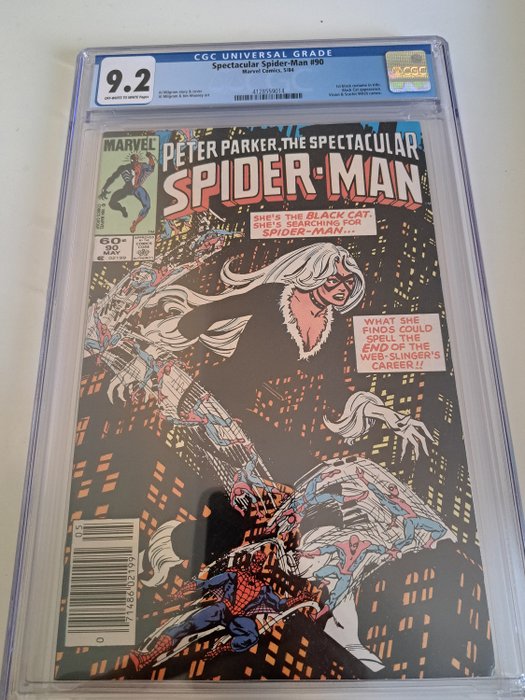 Spectacular Spider-Man #90 - 1st Black costume in title - 1 Graded comic - Første udgave - 1984 - CGC 9.2