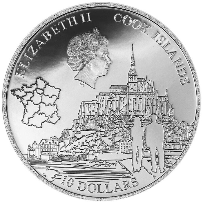 Cook-øerne. 10 Dollars 2023 Mont Saint-Michel, 2 Oz (.999)