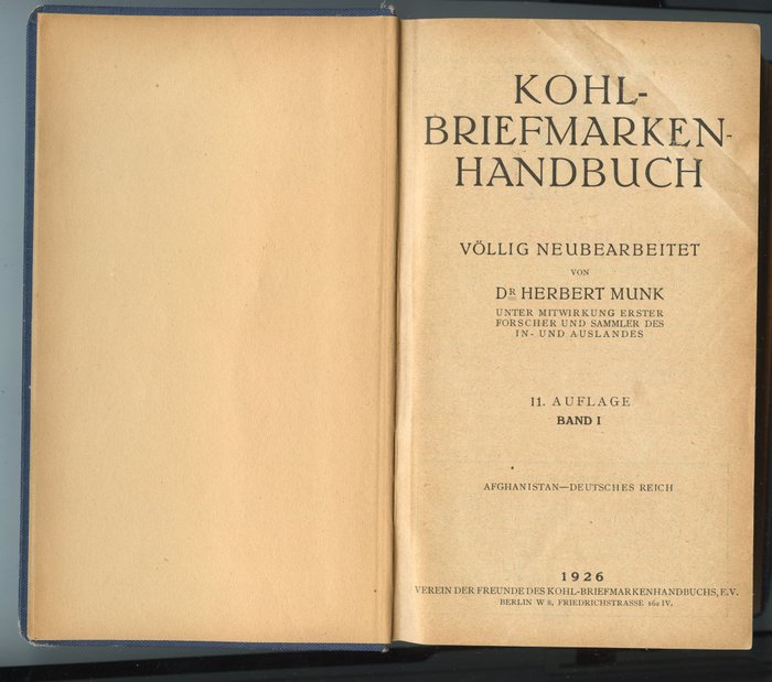 Verden  - Kohl Stamp Handbook 11. udgave 1926 bind I