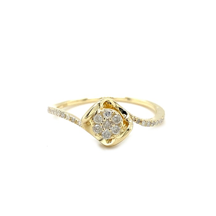 Ingen mindstepris - Ring - 14 karat Gulguld -  0.20ct. tw. Diamant (Natur)