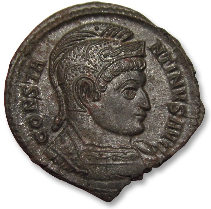 Romarriket Constantine I (AD 306-337) Follis Treveri (Trier) mint 1st officina (•PTR• ) 322-323 AD - superb sharp portrait -